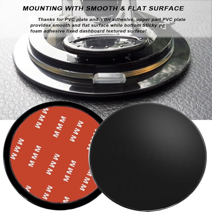 4 Pack 95mm Black Adhesive Dashboard Pad Mounting Disk, Mounting Disk for Suction Cup, Dash Mount Pad, 3.74 Inch Universal Suction Cup Adhesive Disc for GPS, Smartphones, Car Cameras