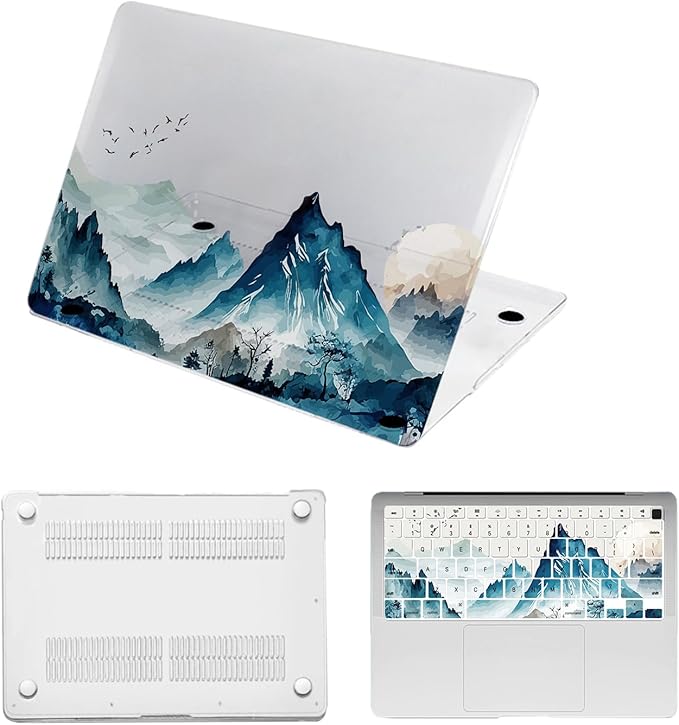 Hard Case for MacBook Pro 16 inch with Touch Bar/Touch ID 2020 2019 Release (Model A2141),Waterproof Plastic Laptop Case Cover Protector & TPU Keyboard Cover,Mountain & Bird