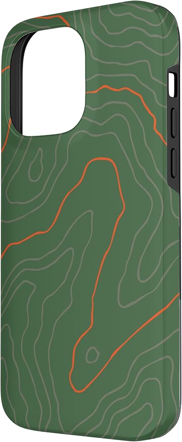 Backcountry Topo Guide Orange Lines Topographical Map Case for iPhone 14 Pro Max