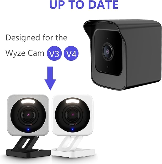 PEF Mount for All-New Wyze Cam V4 and V3, Weatherproof Protective Cover and 360 Degree Adjustable Wall Mount Solid Housing for Wyze V4 and V3 Outdoor Indoor Smart Home Camera System (Black, 3 Pack)