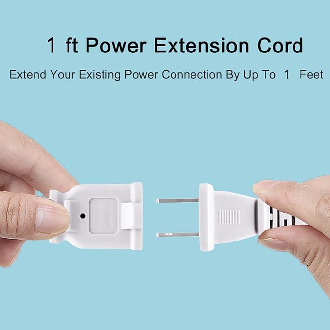 Small Extension Cord 1 FT,2 Prong White,Thin and Short Extension Cords,US Male/Female White Power Cable for Home,Office or Christmas Lights
