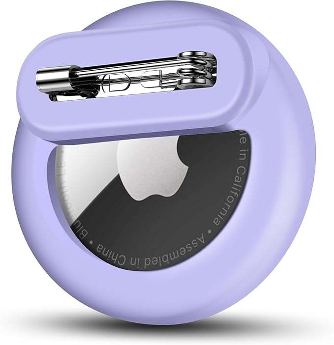 Tracker Holder for AirTag Gen 2/Gen 1 with Pin, Safe Hidden Lightweight GPS Tracker for Kids Compatible with Apple AirTag 2/1 for Child, Elderly, Pets Collar, Shoes (Purple, 1 Pack)