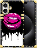 for iPhone 17 Case Luxury Golden Decoration for Girl Women Soft TPU Shockproof Protective Hard PC Back for iPhone 17 Crazy Pattern Black White Red Slap Sexy