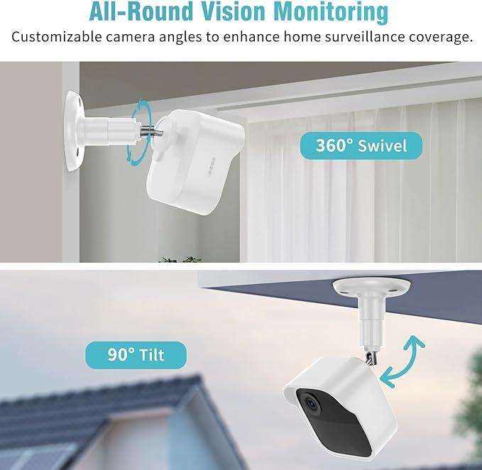 Wall Mount for Blink Outdoor Cameras , 5 Pack Weatherproof Housing, 360 Degrees Adjustable Bracket with Sync Module Core Mount for Blink Outdoor 2K+, 4th & 3rd Gen Cam, White (Camera is Not Included)