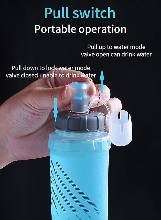 AONIJIE TPU Soft Flask Water Bottle Collapsible Running Flask for Hydration Pack, BPA Free, Wide Opening, for Outdoor Sports Hydration
