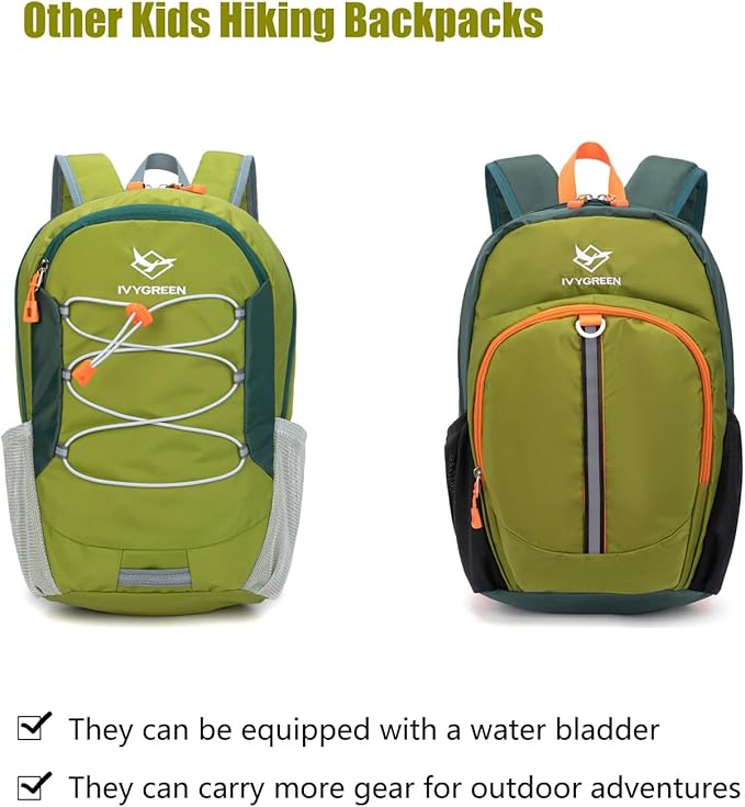 Ivygreen Kids Hydration Backpack, Hiking Backpack for Boys or Girls with 1.5L Water Bladder