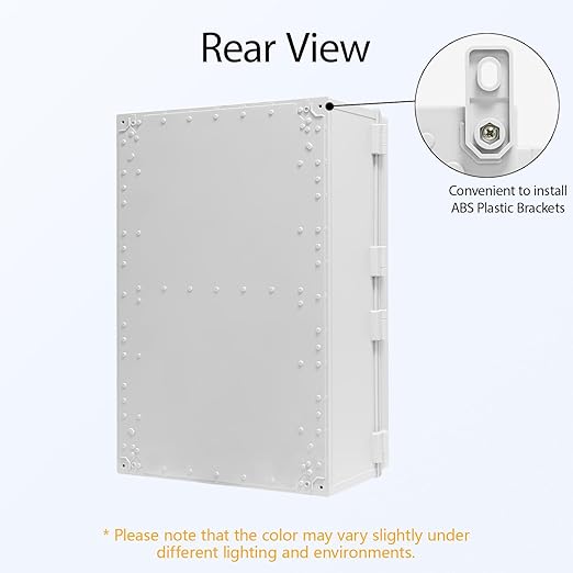 Electrical Box IP65 Waterproof Dustproof ABS Plastic Enclosure, Outdoor and Indoor Project Box Hinged Cover with Mounting Plate Wall Brackets Outer Dimension 23.6"x 15.7" x 8.7", Grey