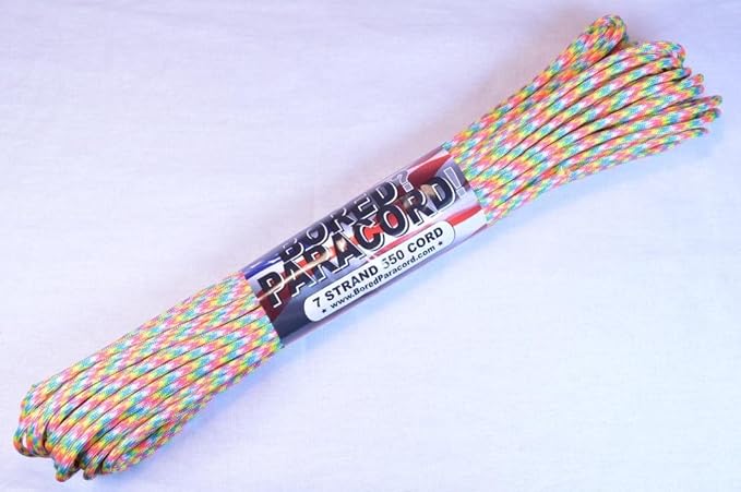 BORED? PARACORD! 550 lb Paracord – Ideal for Crafting, DIY Projects, Camping, Military & Active Outdoors – 300+ Colors – Tactical Parachute Cord Type III – Strong - Birthday Cake 50 Feet