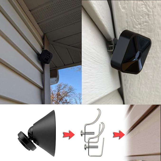 Hibezos 12 Pack Vinyl Siding Clip Hooks for All-New Outdoor Camera, No-Hole Needed Outdoor Siding Hanger Mounting for Home Security Camera, Vinyl Siding Mount (Set of 12)