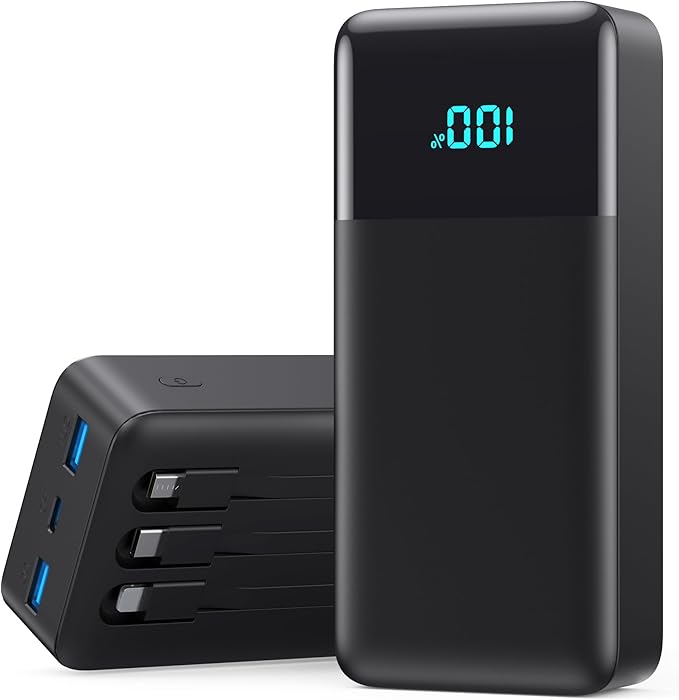 Portable Charger 50800mAh Power Bank with 3 Built-in Cable,25W PD USB C Power Bank Fast Phone Charging,QC4.0 Travel Outdoor Essential Portable Phone Battery Pack for iPhone 17/16/15/14,Galaxy Android