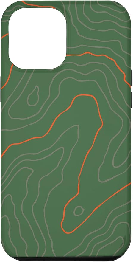 Backcountry Topo Guide Orange Lines Topographical Map Case for iPhone 12 Pro Max
