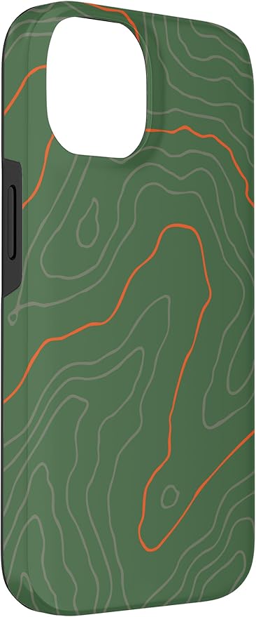 Backcountry Topo Guide Orange Lines Topographical Map Case for iPhone 14