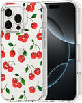 MOSNOVO Case for iPhone 16 Pro, [Buffertech 6.6ft Military-Grade Drop Protection] [Anti Peel Off Tech] Clear TPU Bumper Phone Case Cover Design - Cute Cherry