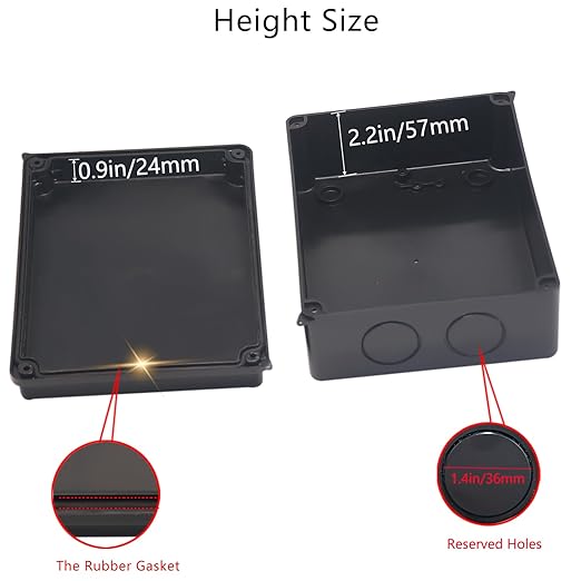 Electrical Box, Outdoor Waterproof Box IP65 Junction Box with Reserved Holes,ABS Plastic Project Box Power Cord Enclosure Black 7.9 x 6.1 x 3.1 inch(200x155x80mm)