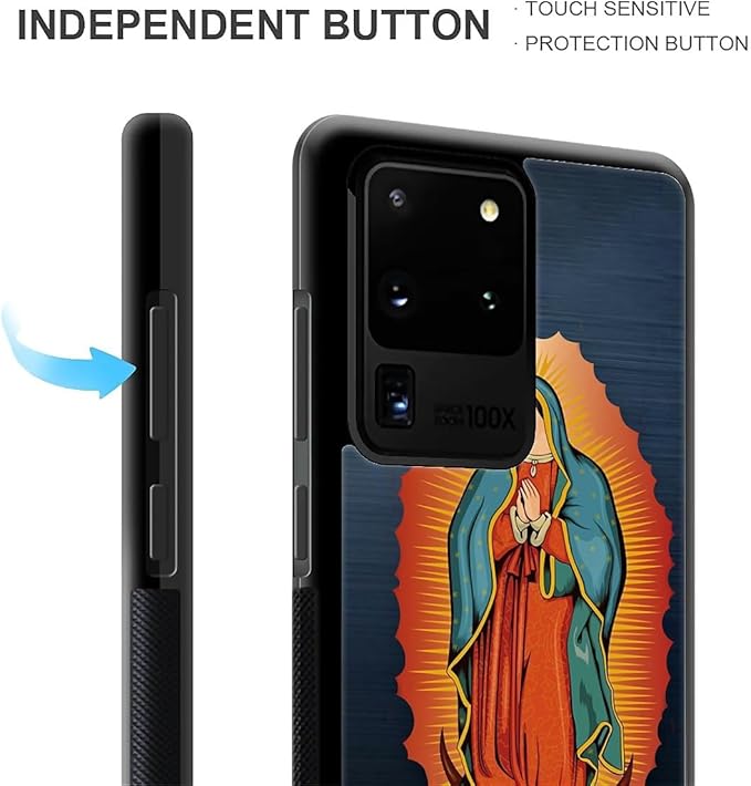 for Samsung Galaxy S20 Ultra Case, Red Virgen Guadalupe Pattern Graphic Design Girl Boy Soft Silicone Hard Acrylic Shock Protection for Samsung Galaxy S20 Ultra
