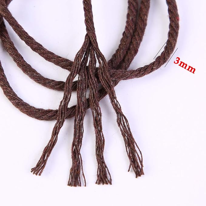 Brown Macrame Cord 3mm x 109Yards,Colored Cotton Rope Craft Cord Colorful Cotton Cord Twine for Wall Hanging Plant Hangers Crafts Knitting Decorative Projects