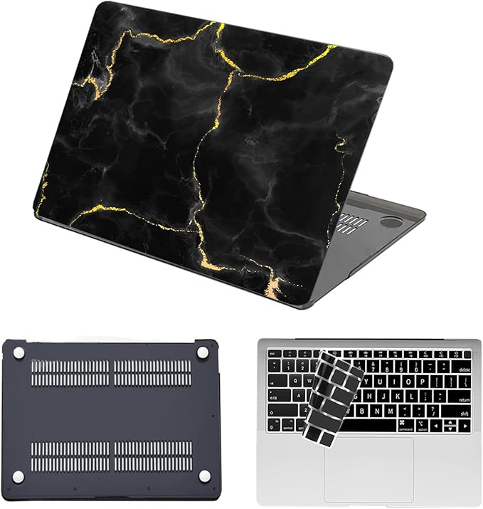 Hard Case for New MacBook Air 13 inch M2 M3 M4 2022 2024 2025 Release (Model A3240 A3113 A2681),13.6" Protective Case Cover & Keyboard Cover for Laptop Air 13.6",Black Marble