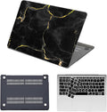 Case Cover for New MacBook Air 15 inch M4 M3 M2 2025 2024 2023 Release (Model A3114 A3241) with Retina Dispaly&Touch ID,Thin Hard Laptop Case & Keyboard Cover,Black Marble