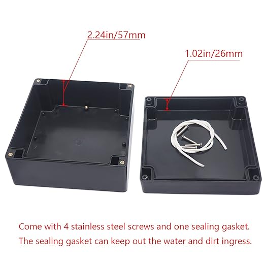 Project Box IP65 Waterproof Junction Box ABS Plastic Electrical Boxes DIY Electronic Project Case Power Enclosure 6.30x6.30x3.54 inch (160 x 160 x90 mm)