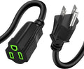 Power Extension Cord 20FT, 3 Prong Grounded Electric Extension Cable Outlet Saver, Single Outlet, Outside, Heavy Duty, Waterproof, Flexible, 16AWG, SJTW, 13A 125V, Outdoor & Indoor Power Wire (Black)