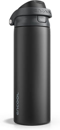 ENCOOL Leakproof Insulated Water Bottle with Straw Dual-Sip Water Bottle Bag-Safe Design for Work, Commute & Gym – Keeps Drinks Cold All Day, 32 oz, Jet Black
