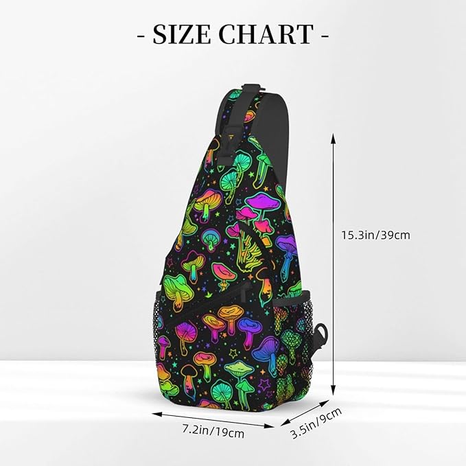 Magic Mushrooms Sling Bag For Women Men Fashion Mushroom Backpack Crossbody Shoulder Bag Sling Backpack Chest Bag Travel Hiking Casual Sport Daypack