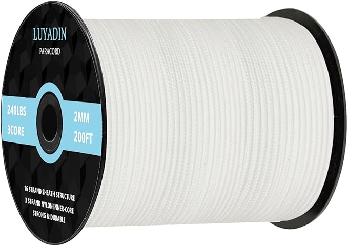 Paracord 240lb - Diameter 2mm Micro Utility Cord -3 Strand Parachute Spool Cord - 100ft 200ft,Paracord for Camping,Hiking,Fishing,Outdoor and DIY