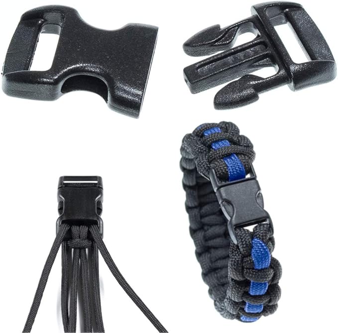 Black Plastic Side Release Buckles for Paracord Bracelets (3/8 Inch, 120 Pack)