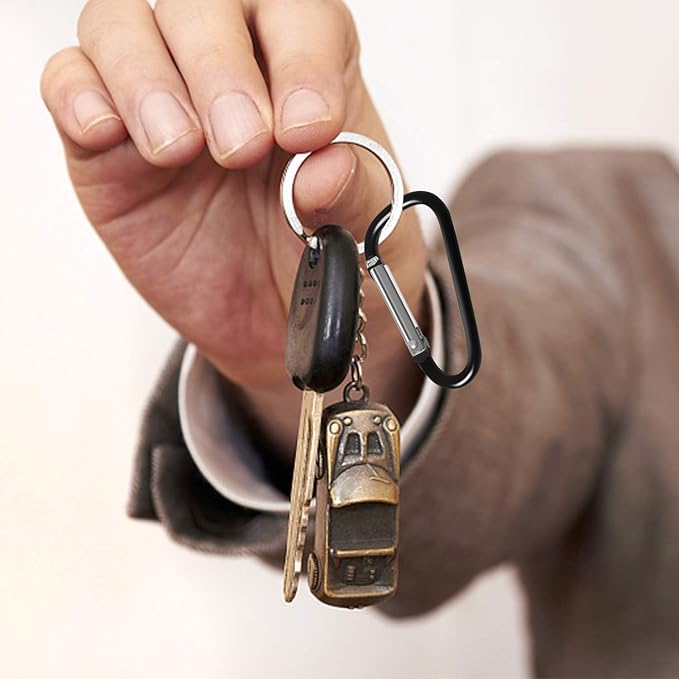 Carabiner Clips, Upins Aluminum Locking Spring Hook Keychain D Shape Heavy Duty Buckle Pack Carabiners Clip Lock Snap Hooks Backpack Clip