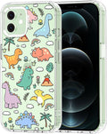 MOSNOVO Case for iPhone 12 & iPhone 12 Pro, [Buffertech 6.6ft Military-Grade Drop Protection] [Anti Peel Off Tech] Clear TPU Bumper Phone Case Cover Design - Dinosaur Land