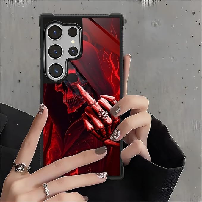 for Samsung Galaxy S26 Ultra Case,Graphic Design for Girl Boy Soft Silicone Hard Acrylic Shock Protection Designed for Samsung Galaxy S26 Ultra Gestures Funny Skull Pattern