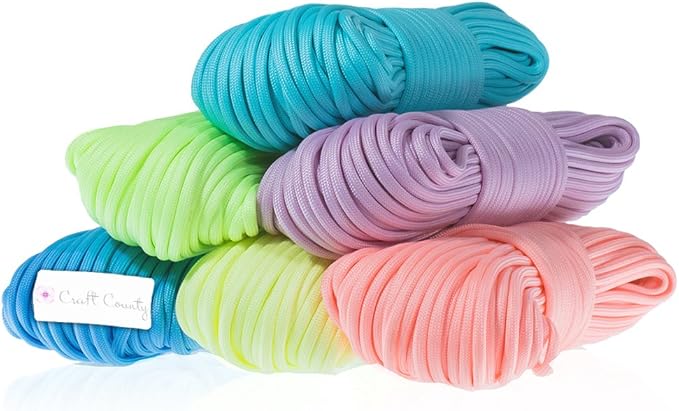Craft County Glow in The Dark Zesty 21 Strand Luminous 550 Paracord – for DIY Bracelets, Lanyards, and Jewelry (Cyan, 50 Feet)
