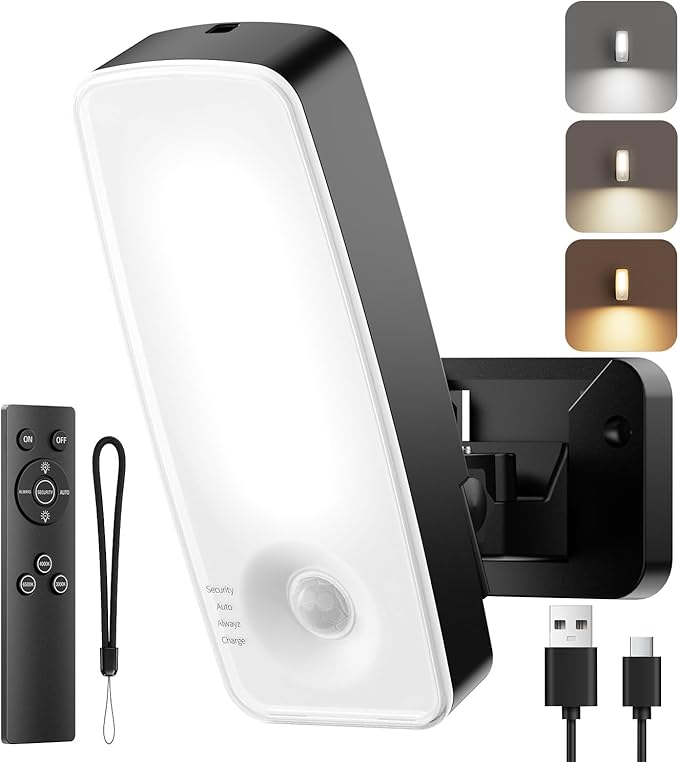 TANBABY 12000mAh Wireless Motion Sensor Outdoor Lights, Rechargeable Battery Operated Flood Lights with Remote, 3 Modes, 3CCT, Waterproof Outdoor Security Wall Lights for Outside, Garage, Porch -1PACK