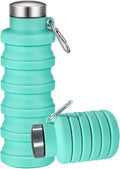 Collapsible Water Bottles,16oz Capacity Portable Reusable Silicone Water Bottle,Leak-proof,with buckle,foldable storage,Lightweight Durable for Fitness,Cycling,Sports,Camping,Hiking (Green)