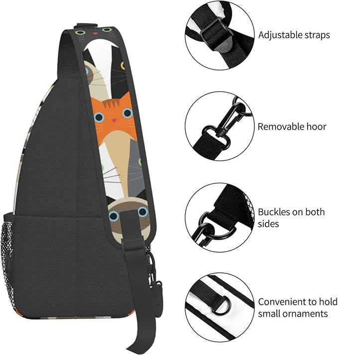 Cute Cats Sling Bag For Women Men Fashion Print Backpack Crossbody Shoulder Bag Sling Backpack Chest Bag Travel Hiking Casual Sport Daypack