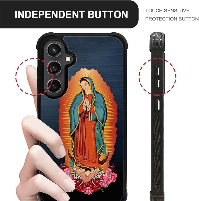 for Samsung Galaxy S23 FE Case, Red Virgen Guadalupe Pattern Graphic Design Girl Boy Soft Silicone Hard Acrylic Shock Protection for Samsung Galaxy S23 FE