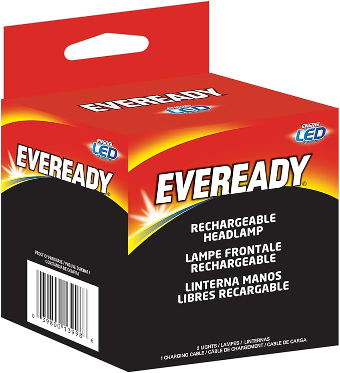 Rechargeable LED Headlamps by Eveready (2-Pack), IPX4 Water Resistant Head Lights for Running, Camping, Emergency, Outdoors (USB Cable Included),Black (2-Pack),Adjustable