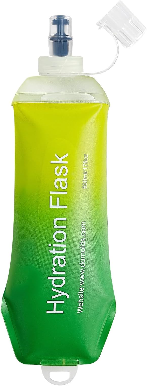 500ml Soft Flask Soft Water Bottle for Running, Hiking, Travelling, Cycling and Climbing - TPU Material - Gradient Green