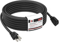 EP 50FT Black Outdoor Extension Cord, 16/3 SJTW Heavy Duty Waterproof, 3 Prong Grounded Plug, 13A 1625W 16AWG, Cold-Resistant Flexible Power Cable for Garden, Home, Christmas Lights