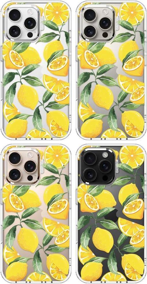 MOSNOVO Case for iPhone 16 Pro Max, [Buffertech 6.6ft Military-Grade Drop Protection] [Anti Peel Off Tech] Clear TPU Bumper Phone Case Cover Design - Lemon