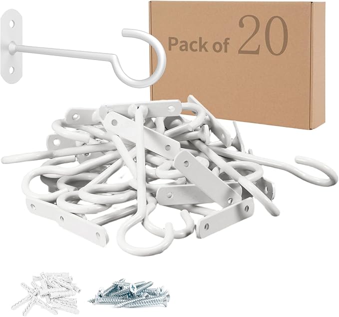 20Pack Ceiling Hooks for Hanging Plants Bulk,6in Decoration Wall Hook White