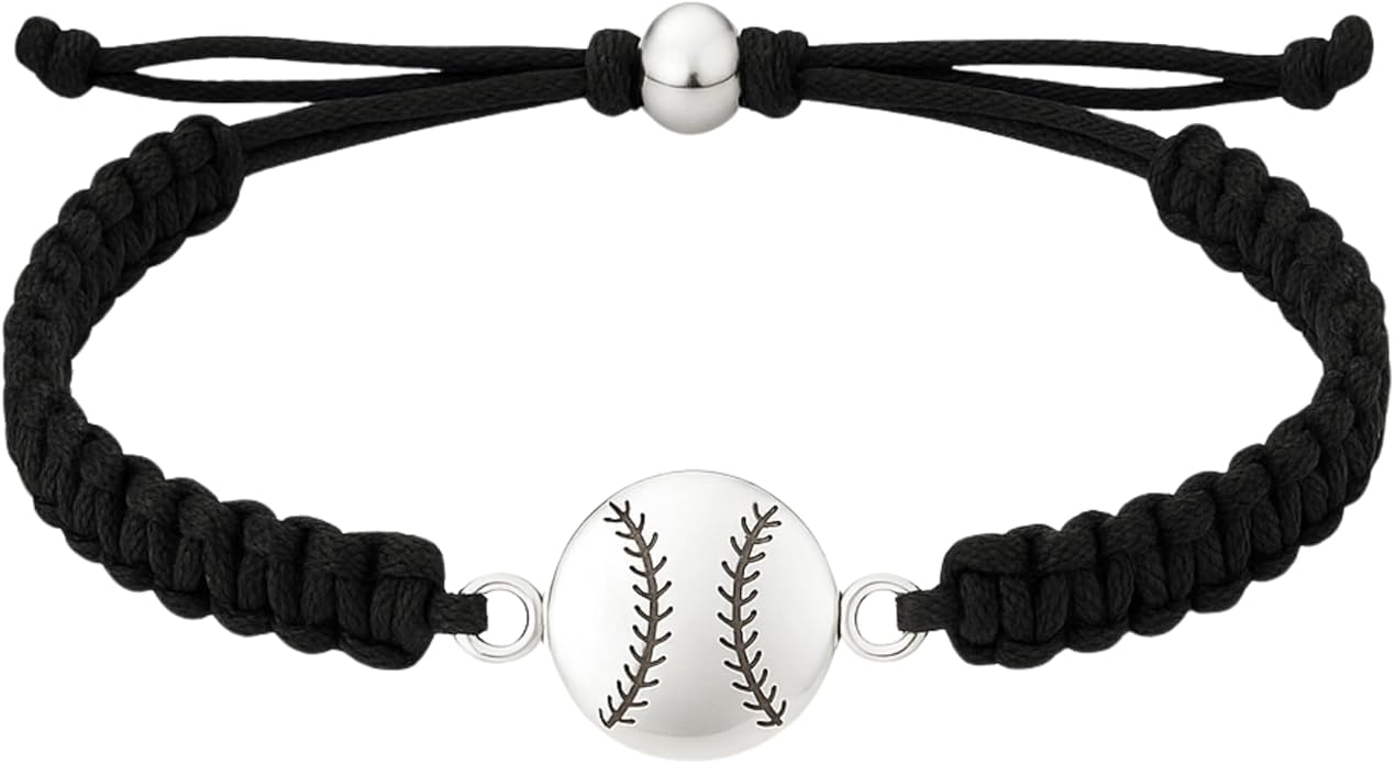 Sportybella - Baseball Bracelet, Baseball Jewelry, Adjustable Braided Baseball Bracelet, Baseball Gifts, Baseball Accessories