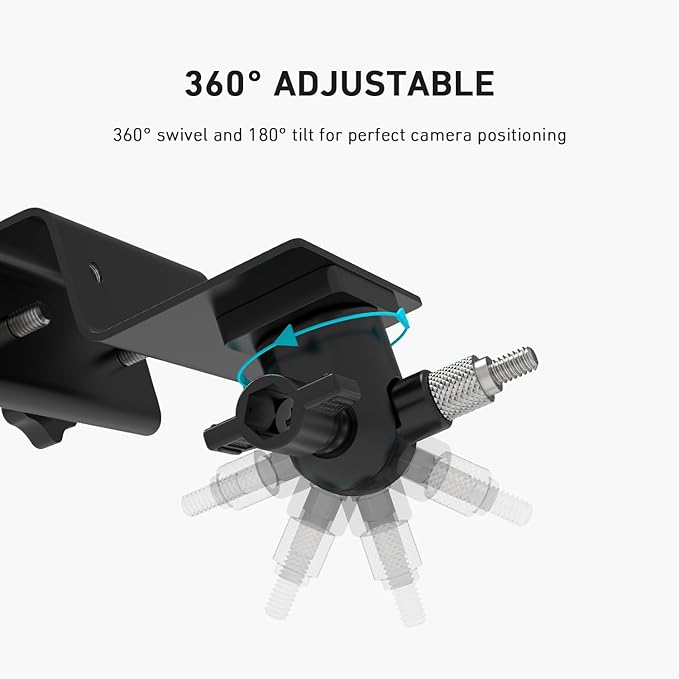Holicfun Gutter Mount for Ring, Blink, Eufy, and Arlo Outdoor Security Cameras, No-Drill Installation, 360° Adjustable, Weather-Resistant, Black