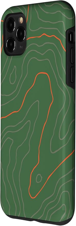 Backcountry Topo Guide Orange Lines Topographical Map Case for iPhone 11 Pro Max