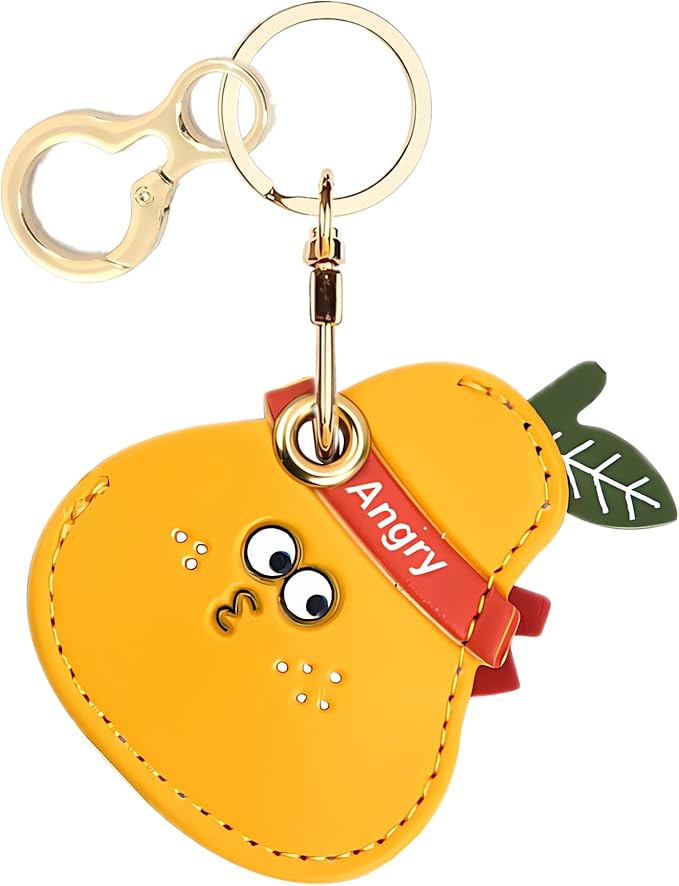 Leather Keychain Holder Case Compatible with AirTag,Cute air tag Cover with Keychain Ring,GPS Tracker Case for Keys