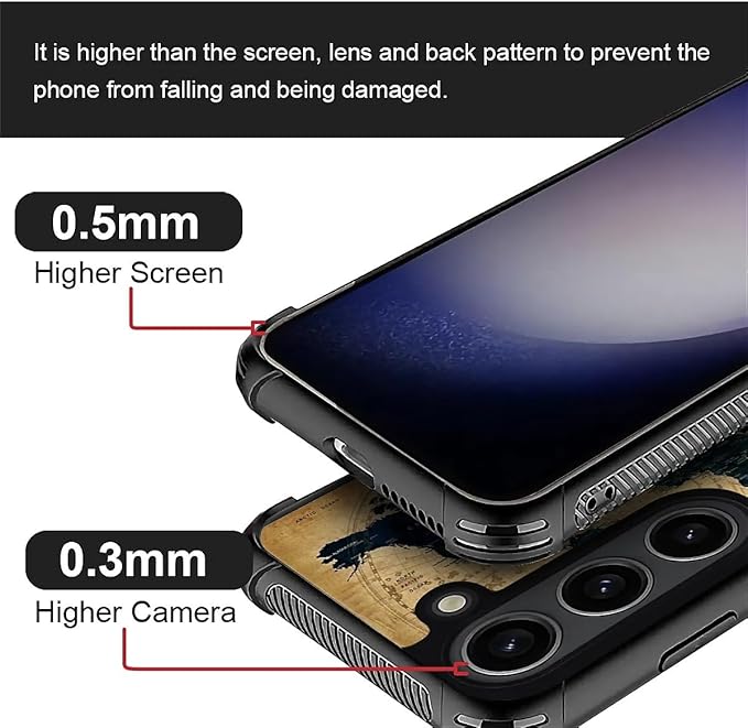 for Samsung Galaxy S23 Plus Case, Brown World Map Pattern Graphic Design Girl Boy Soft Silicone Hard Acrylic Shock Protection for Samsung Galaxy S23 Plus