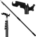 7-30 ft Telescopic Extension Pole with Utility Hook, Multi-Purpose Aluminum Pole for Painting, Dusting and New Year Window Cleaning Christmas Lights Installation Without a Ladder (Black)