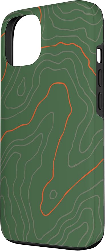 Backcountry Topo Guide Orange Lines Topographical Map Case for iPhone 13