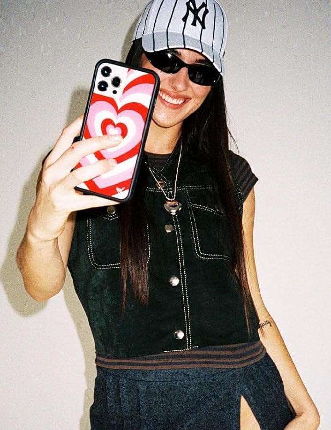 Wildflower Cases - Compatible with iPhone 13 Pro | Protective Black Bumper, 6.5ft Drop Test Certified, Women Owned Small Business | Ombre, Pink, Heart, Trendy, Cute | Peppermint Latte Love Case