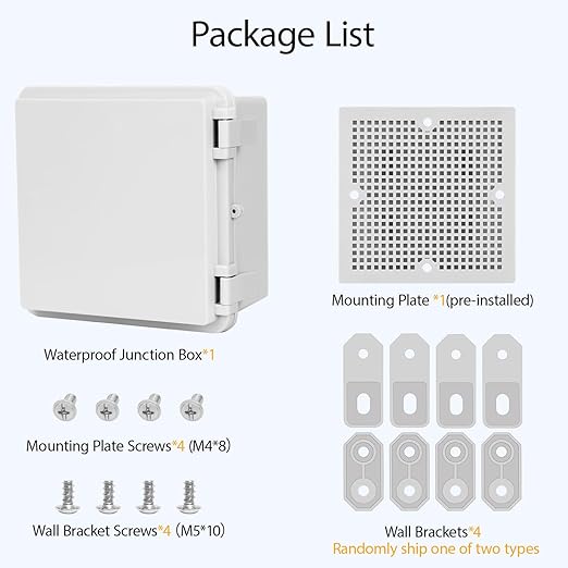 Junction Box, ABS Plastic IP65 Waterproof Dustproof Universal Electrical Enclosure Hinged Shell Outdoor and Indoor Usage Project Box, 5.9"x 5.9"x 3.5"(150x150x90mm), 2 Pack